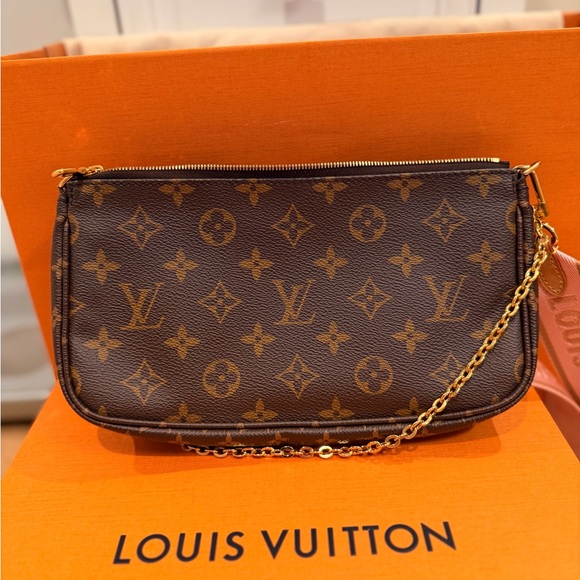 Louis Vuitton Brown Monogram Crossbody with Pink Strap - Picture 11 of 13